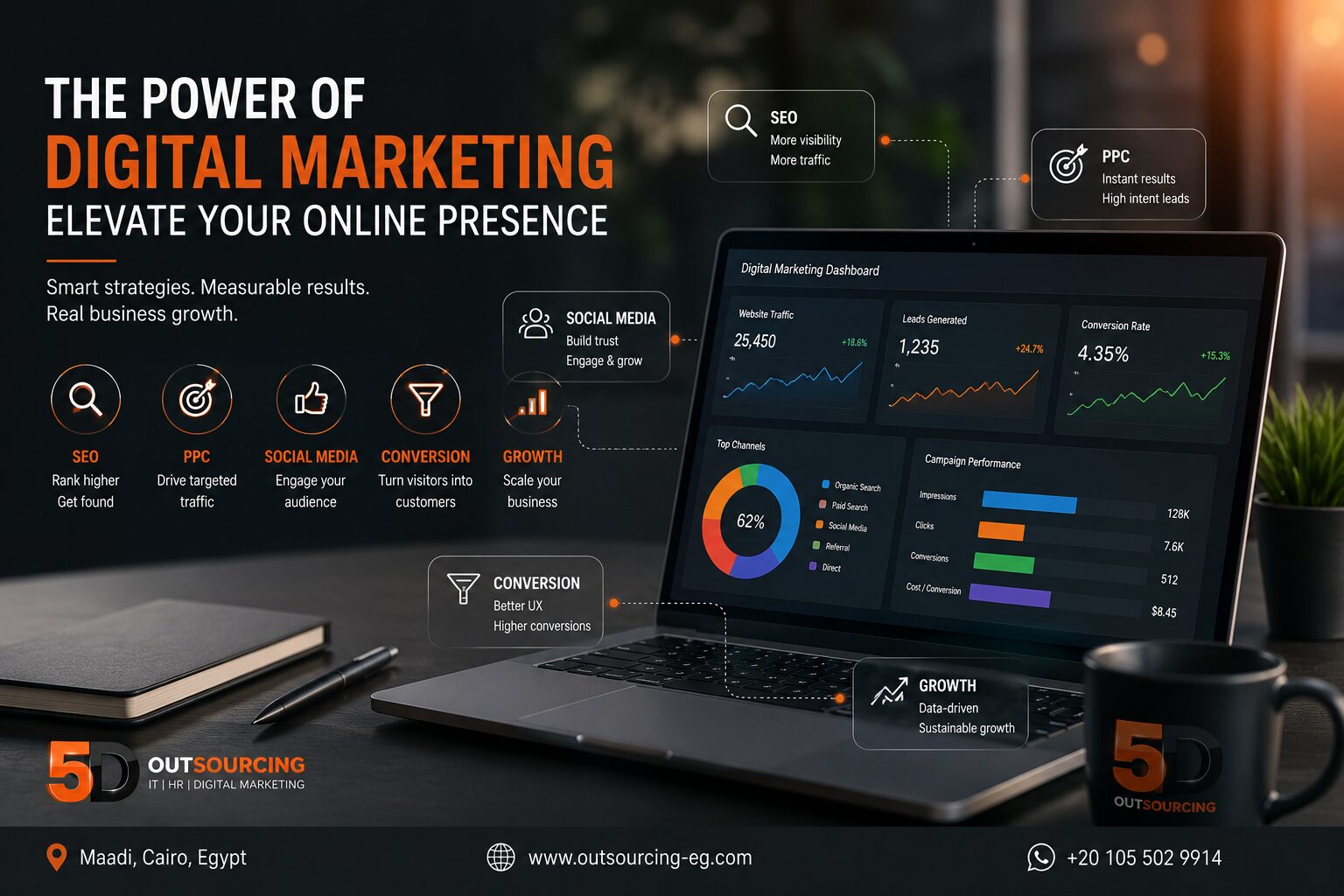 Digital marketing strategies helping businesses improve online presence, brand visibility, and customer engagement