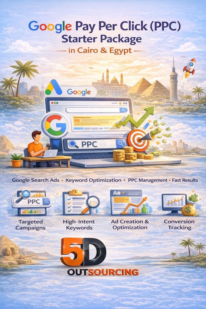Google Pay Per Click PPC Starter Package in Cairo Egypt by 5D Outsourcing – targeted Google Ads campaign management and lead generation services