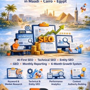 Professional SEO Services in Maadi, Cairo and Egypt by 5D Outsourcing featuring AI-First SEO, Technical SEO, Entity SEO, Generative Engine Optimization (GEO), content authority building, and monthly performance reporting.