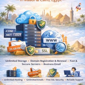 Web Hosting and Domain Services in Maadi Cairo by 5D Outsourcing – Unlimited hosting, business email, free SSL, and secure servers in Egypt