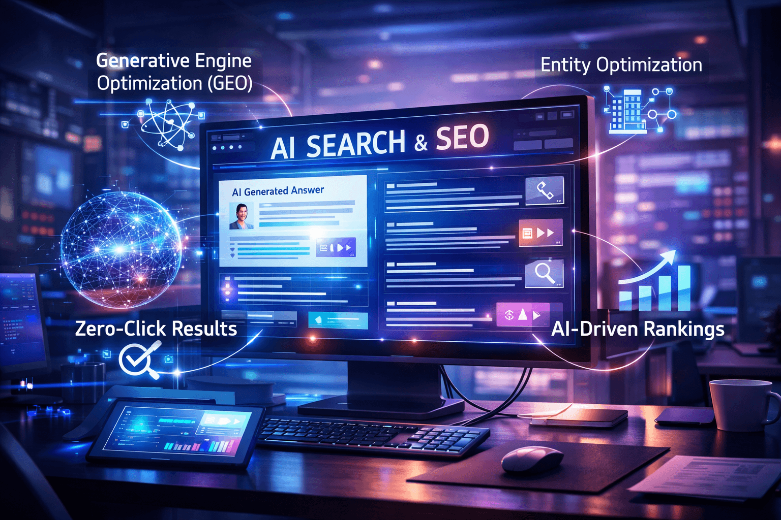 AI search evolution concept showing zero-click results and AI-driven SEO visibility strategy