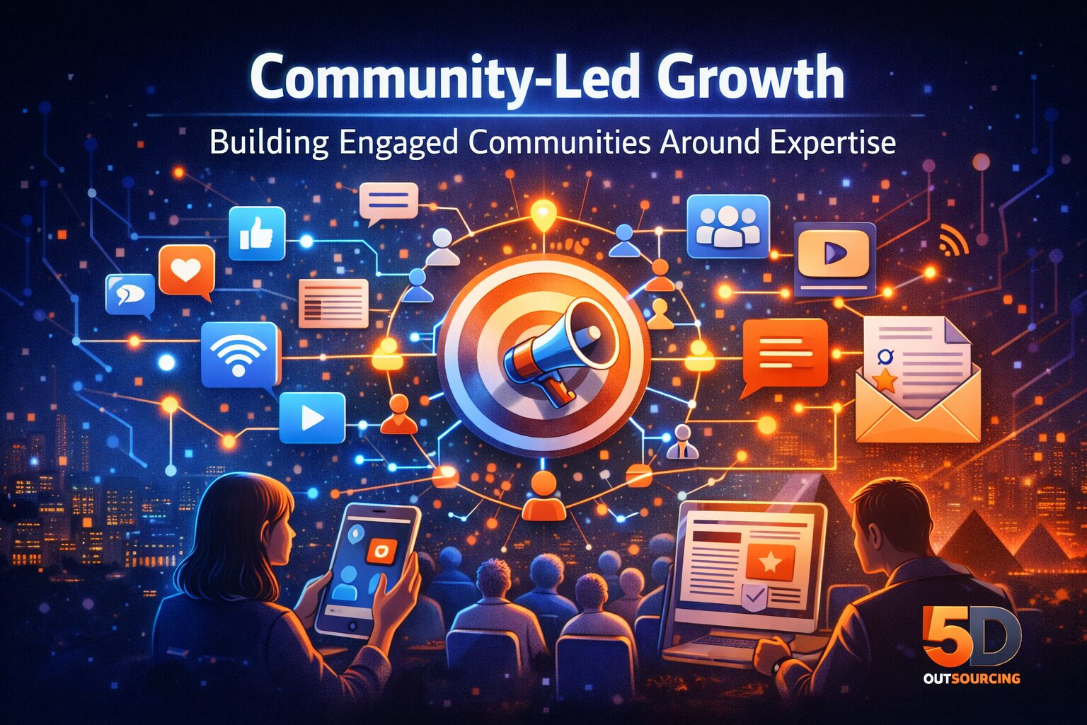 community led growth strategy showing digital brand community engagement and audience interaction by 5D Outsourcing in Cairo Egypt