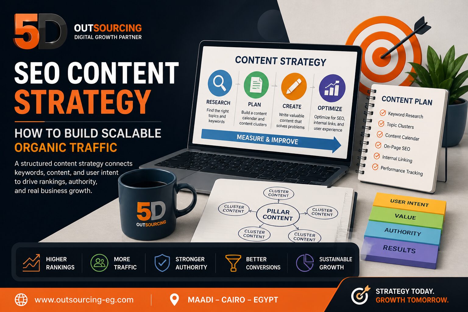 SEO content strategy with technical SEO audit and AI search optimization workflow