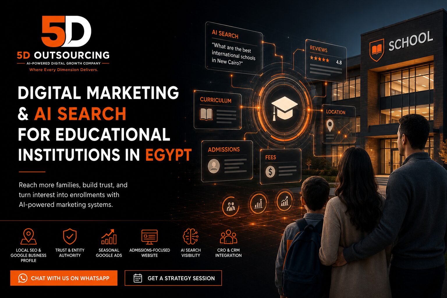 Digital marketing and AI search strategy for educational institutions in Egypt by 5D Outsourcing