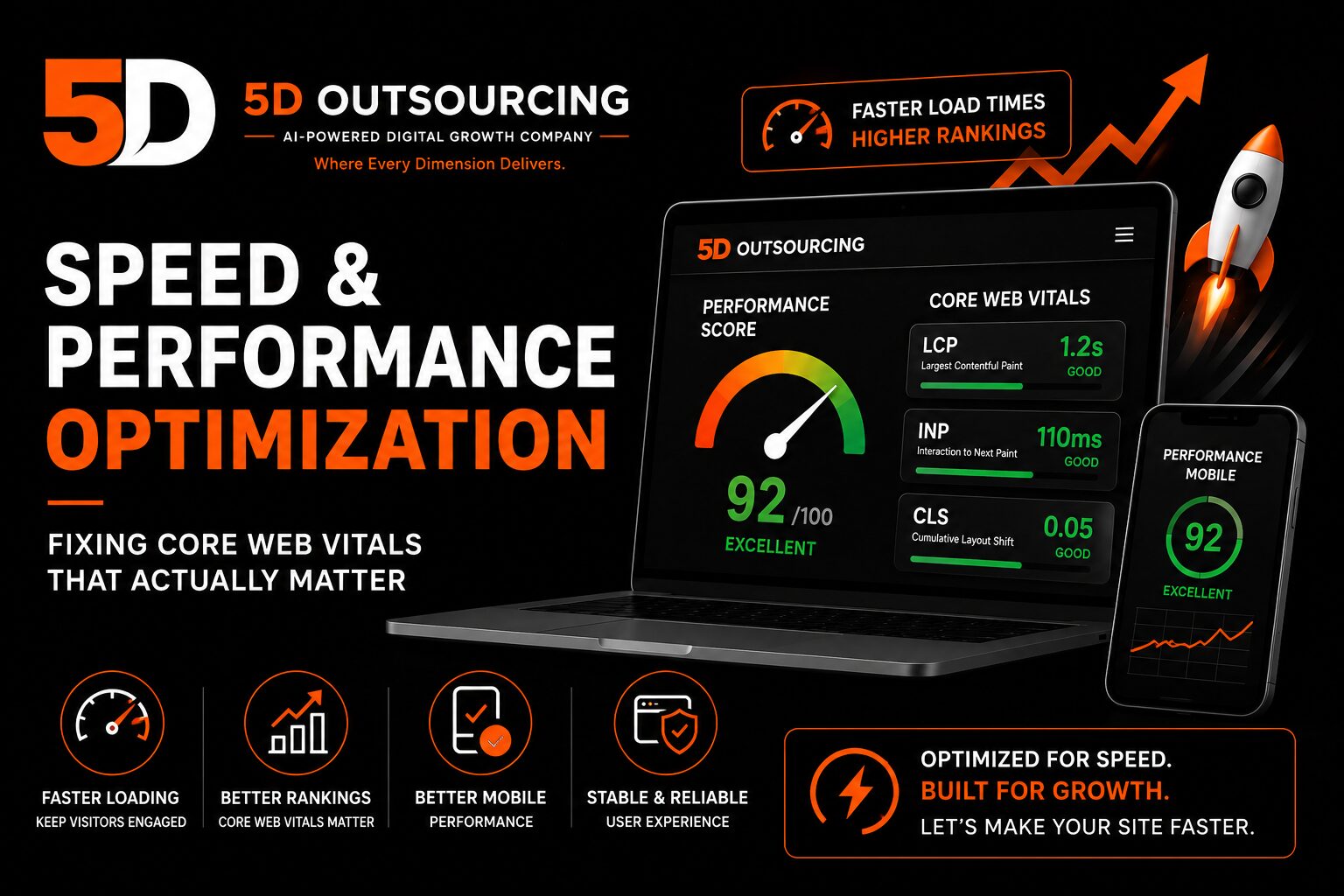Core Web Vitals performance report showing website speed optimization results for a business in Egypt
