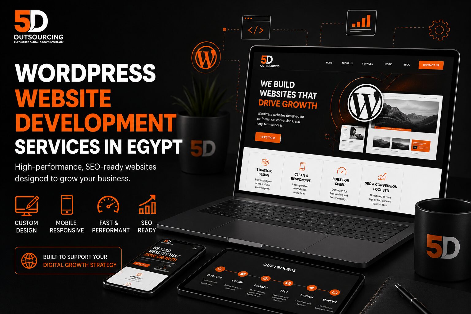 WordPress website development services in Egypt by 5D Outsourcing