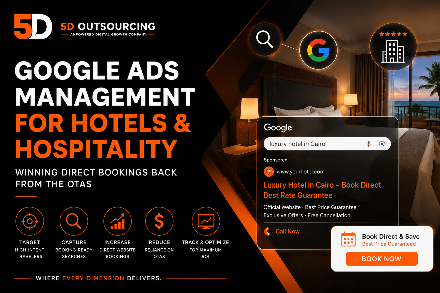 Google Ads management for hotels and hospitality in Egypt — winning direct bookings back from OTAs