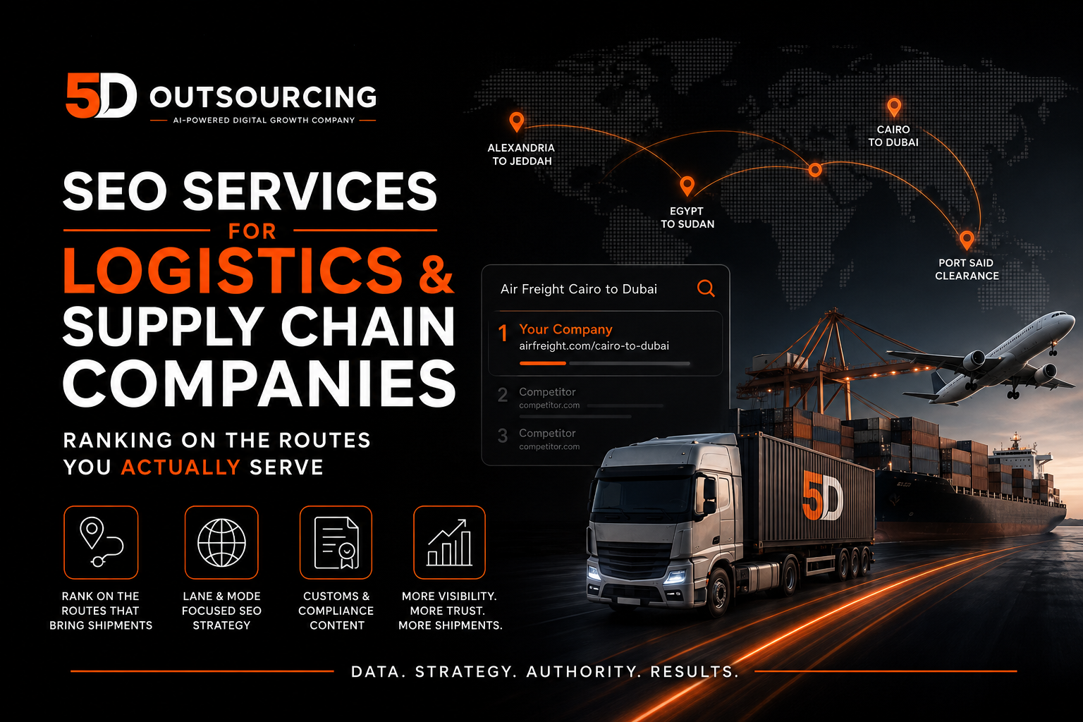 SEO services for logistics and supply chain companies in Egypt by 5D Outsourcing